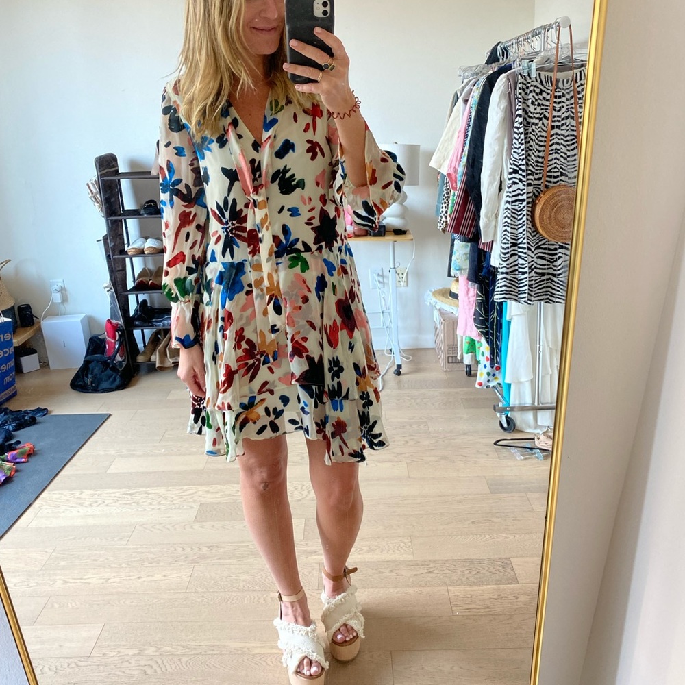 NWT Alice + Olivia Mini dress burn velvet with tie